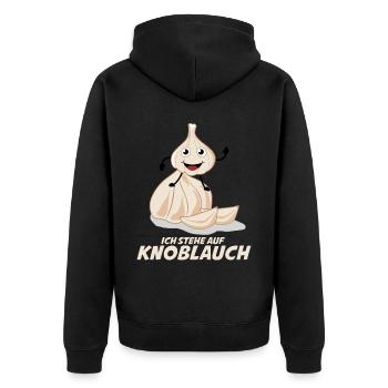 Knoblauch Spruch lustig Knoblauchzehen - Unisex Premium Bio Zip Hoodie - Schwarz - Hinten - Nico (187cm)