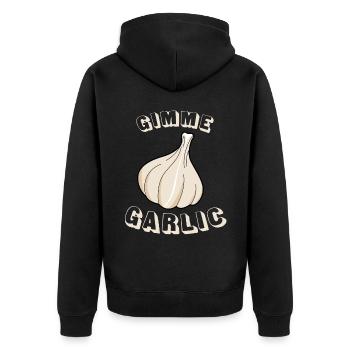 Knoblauch Spruch Knoblauchzehe - Unisex Premium Bio Zip Hoodie - Schwarz - Hinten - Nico (187cm)