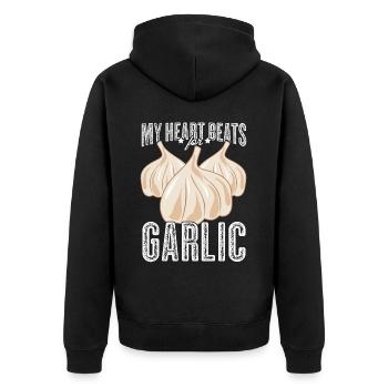 Knoblauch Kochen Knoblauchzehe - Unisex Premium Bio Zip Hoodie - Schwarz - Hinten - Nico (187cm)