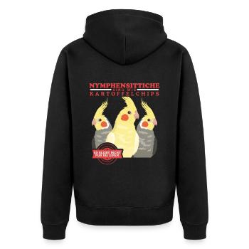 Nymphensittiche Vogel Vogelbesitzer Geschenk - Unisex Premium Bio Zip Hoodie - Schwarz - Hinten - Nico (187cm)