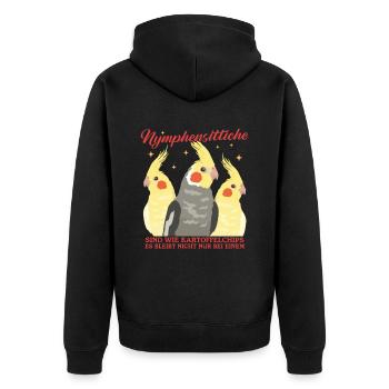 Nymphensittich Vogel Vogelbesitzer Geschenk - Unisex Premium Bio Zip Hoodie - Schwarz - Hinten - Nico (187cm)