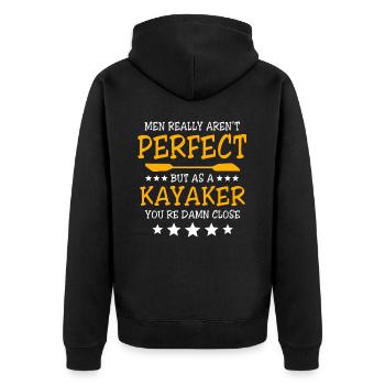Kayaking Kayak - Unisex Premium Bio Zip Hoodie - Schwarz - Hinten - Nico (187cm)