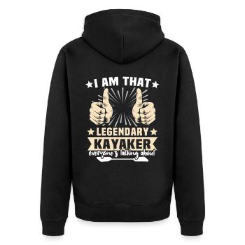 Kayaking Kayak - Unisex Premium Bio Zip Hoodie - Schwarz - Hinten - Nico (187cm)