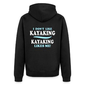 Kayaking Kayak - Unisex Premium Bio Zip Hoodie - Schwarz - Hinten - Nico (187cm)