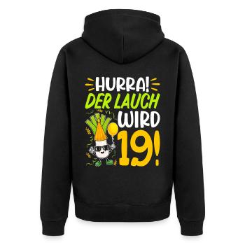 Hurra der Lauch wird 19 Geburtstag - Unisex Premium Bio Zip Hoodie - Schwarz - Hinten - Nico (187cm)