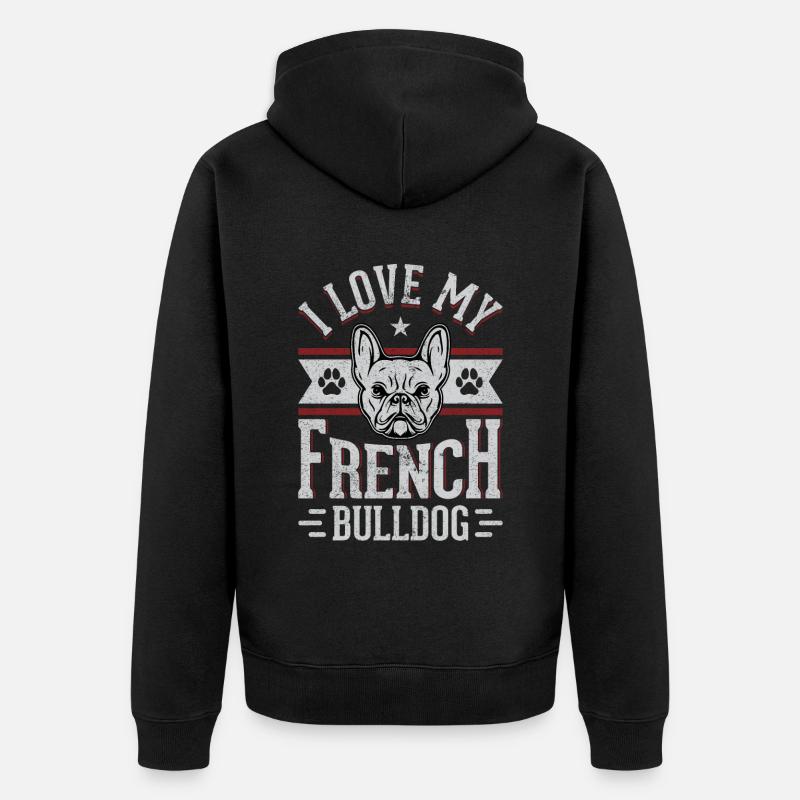 J’adore mon bouledogue français - Veste à capuche bio Premium Unisexe - noir