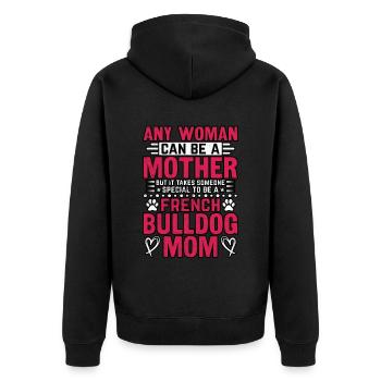 French Bulldog Mom - Unisex Premium Organic Zip Hoodie - black - Back - Nico (187cm)