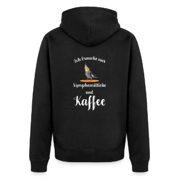 Nymphensittich I Papagei Kakadu Motiv für Vogel - Unisex Premium Bio Zip Hoodie - Schwarz - Hinten - Nico (187cm)