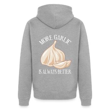 More Garlic - Unisex Premium Bio Zip Hoodie - Grau meliert - Hinten - Nico (187cm)