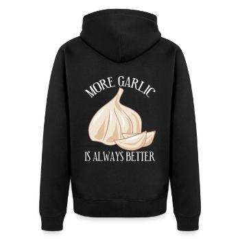 More Garlic - Unisex Premium Bio Zip Hoodie - Schwarz - Hinten - Nico (187cm)