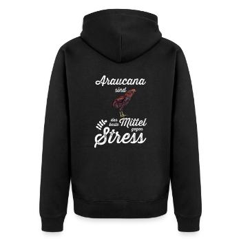 Araucana Hühner I Hühnerrasse Huhn Motiv für - Unisex Premium Bio Zip Hoodie - Schwarz - Hinten - Nico (187cm)