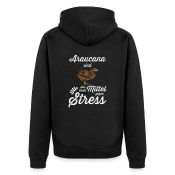 Araucana Hühner I Hühnerrasse Huhn Motiv für - Unisex Premium Bio Zip Hoodie - Schwarz - Hinten - Nico (187cm)