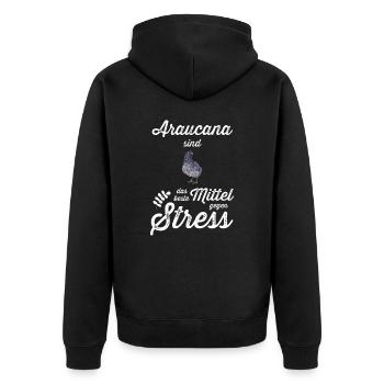 Araucana Hühner I Hühnerrasse Huhn Motiv für - Unisex Premium Bio Zip Hoodie - Schwarz - Hinten - Nico (187cm)
