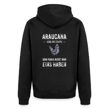 Araucana Hühner I Hühnerrasse Huhn Motiv für - Unisex Premium Bio Zip Hoodie - Schwarz - Hinten - Nico (187cm)
