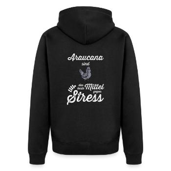 Araucana Hühner I Hühnerrasse Huhn Motiv für - Unisex Premium Bio Zip Hoodie - Schwarz - Hinten - Nico (187cm)