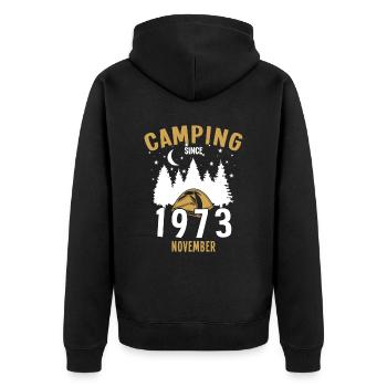 Anniversaire: Camping depuis novembre 1973 Camping - Veste à capuche bio Premium Unisexe - noir - Dos - Nico (187cm)