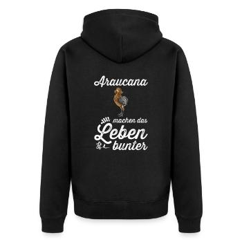 Araucana Hühner I Hühnerrasse Huhn Motiv für - Unisex Premium Bio Zip Hoodie - Schwarz - Hinten - Nico (187cm)