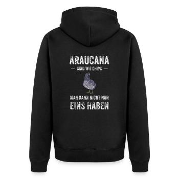 Araucana Hühner I Hühnerrasse Huhn Motiv für - Unisex Premium Bio Zip Hoodie - Schwarz - Hinten - Nico (187cm)
