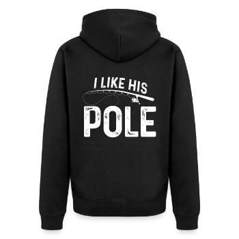 Ich mag seine Stange - Unisex Premium Bio Zip Hoodie - Schwarz - Hinten - Nico (187cm)