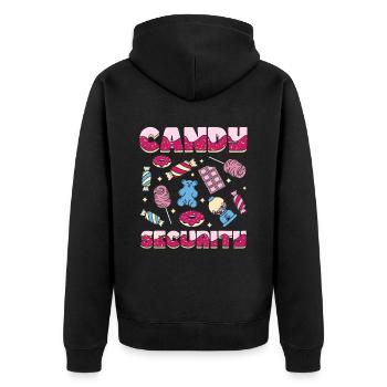 Candy Security - Unisex Premium Organic Zip Hoodie - black - Back - Nico (187cm)