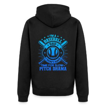 Fathers Day Baseball Dad - Unisex Premium Organic Zip Hoodie - black - Back - Nico (187cm)