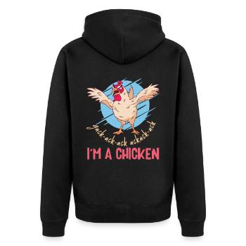 I'm A Chicken Custome Kids - Unisex Premium Organic Zip Hoodie - black - Back - Nico (187cm)