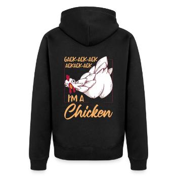 I'm A Chicken Funny Farming Hen Chicken Lover - Unisex Premium Organic Zip Hoodie - black - Back - Nico (187cm)