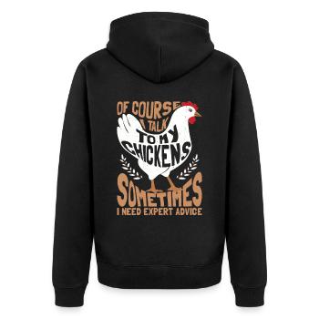 Hühnerliebhaber züchten - Unisex Premium Bio Zip Hoodie - Schwarz - Hinten - Nico (187cm)