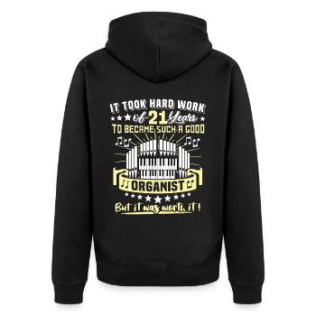 Organist 21. Geburtstag 21 Jahre Orgelspieler - Unisex Premium Bio Zip Hoodie - Schwarz - Hinten - Nico (187cm)