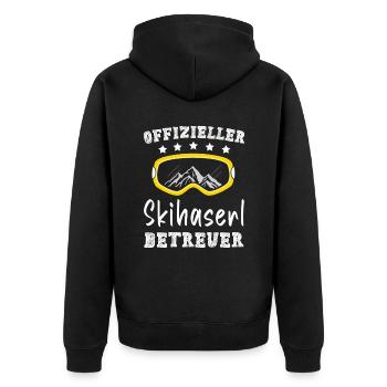 Offizieller Skihaserl Betreuer Skibunny Apres Ski - Unisex Premium Bio Zip Hoodie - Schwarz - Hinten - Nico (187cm)