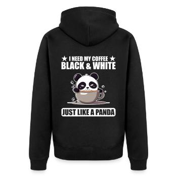 I Need My Coffee Black and White Just Like a Panda - Unisex Premium Organic Zip Hoodie - black - Back - Nico (187cm)