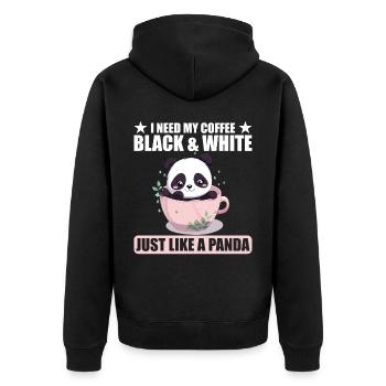 I Need My Coffee Black and White Just Like a Panda - Unisex Premium Organic Zip Hoodie - black - Back - Nico (187cm)