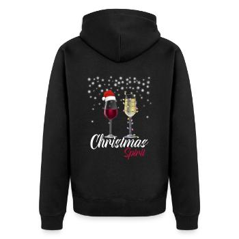 Christmas Spirit Weihnachten Rotwein - Unisex Premium Bio Zip Hoodie - Schwarz - Hinten - Nico (187cm)