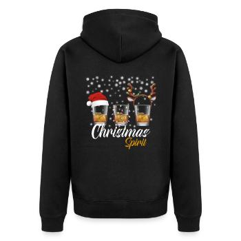 Christmas Spirit Weihnachten Whisky Malt Shots - Unisex Premium Bio Zip Hoodie - Schwarz - Hinten - Nico (187cm)