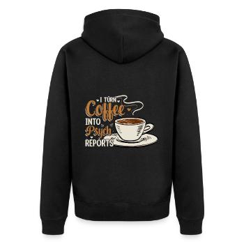 Verwandeln Sie Kaffee In Psychologie - Unisex Premium Bio Zip Hoodie - Schwarz - Hinten - Nico (187cm)