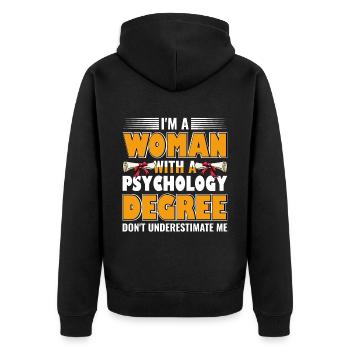 Femme diplômée en psychologie Psychologue scolaire - Veste à capuche bio Premium Unisexe - noir - Dos - Nico (187cm)