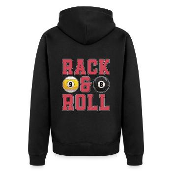 Cue Sports Rack & Roll Billiard Ball Pool Player - Unisex Premium Bio Zip Hoodie - Schwarz - Hinten - Nico (187cm)