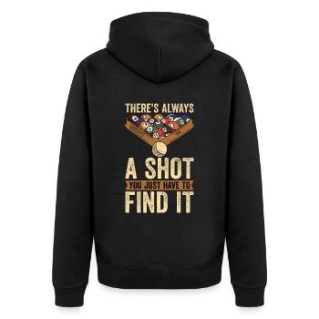 Cue Sports There's Always A Shot You Pool Billiard - Unisex Premium Bio Zip Hoodie - Schwarz - Hinten - Nico (187cm)
