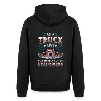 Lkw-Fahrer Haben Eine Menge Anhänger - Unisex Premium Bio Zip Hoodie - Schwarz - Hinten - Nico (187cm)