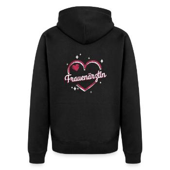 Frauenarzt Hebamme Frauenärztin - Unisex Premium Bio Zip Hoodie - Schwarz - Hinten - Nico (187cm)