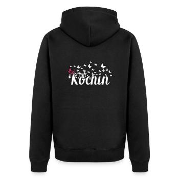 Koch Kollegin Schmetterlinge Hobby Köchin - Unisex Premium Bio Zip Hoodie - Schwarz - Hinten - Nico (187cm)