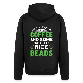 Perlen Perlensticken Juwelier Schmuckmacher - Unisex Premium Bio Zip Hoodie - Schwarz - Hinten - Nico (187cm)