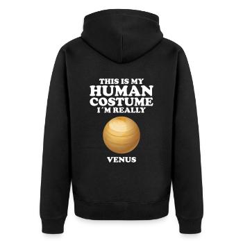 Venus - Unisex Premium Bio Zip Hoodie - Schwarz - Hinten - Nico (187cm)
