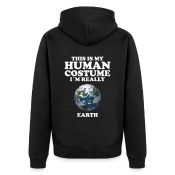 Erde - Unisex Premium Bio Zip Hoodie - Schwarz - Hinten - Nico (187cm)