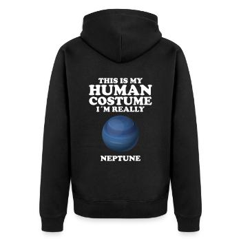 Neptun - Unisex Premium Bio Zip Hoodie - Schwarz - Hinten - Nico (187cm)