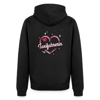 Taxi-Fahrer Kollegin niedliches Herz Taxifahrerin - Unisex Premium Bio Zip Hoodie - Schwarz - Hinten - Nico (187cm)