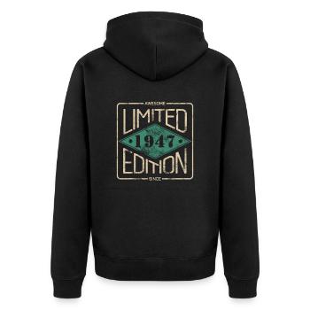 Awesome Since 1947 Retro Vintage Design - Unisex Premium Bio Zip Hoodie - Schwarz - Hinten - Nico (187cm)