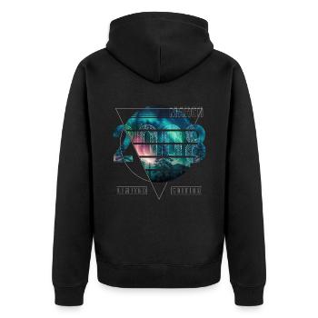 Limited Edition 2008 März Geburtstag Polarlicht - Unisex Premium Bio Zip Hoodie - Schwarz - Hinten - Nico (187cm)