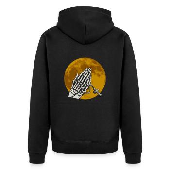 Praying Skeletal Hands - Gothic Gothic - Unisex Premium Organic Zip Hoodie - black - Back - Nico (187cm)