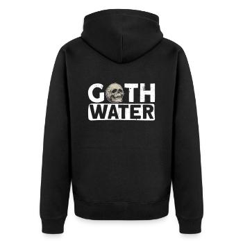 Grufti-Wasser - Grufti-Gotik - Unisex Premium Bio Zip Hoodie - Schwarz - Hinten - Nico (187cm)
